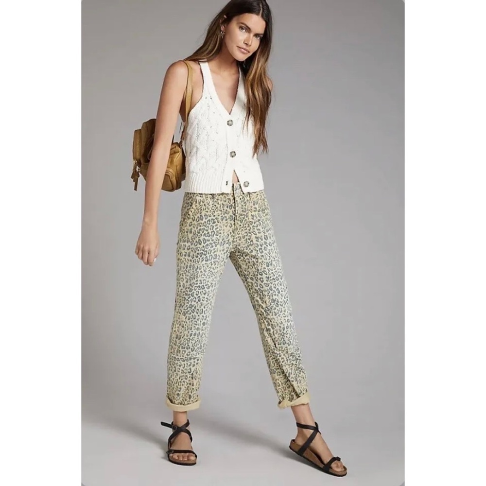 Pilcro High Rise Leopard Print Jeans